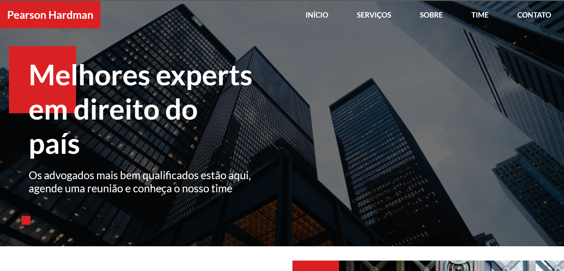 imagem de uma parte da interface de um site de advogados